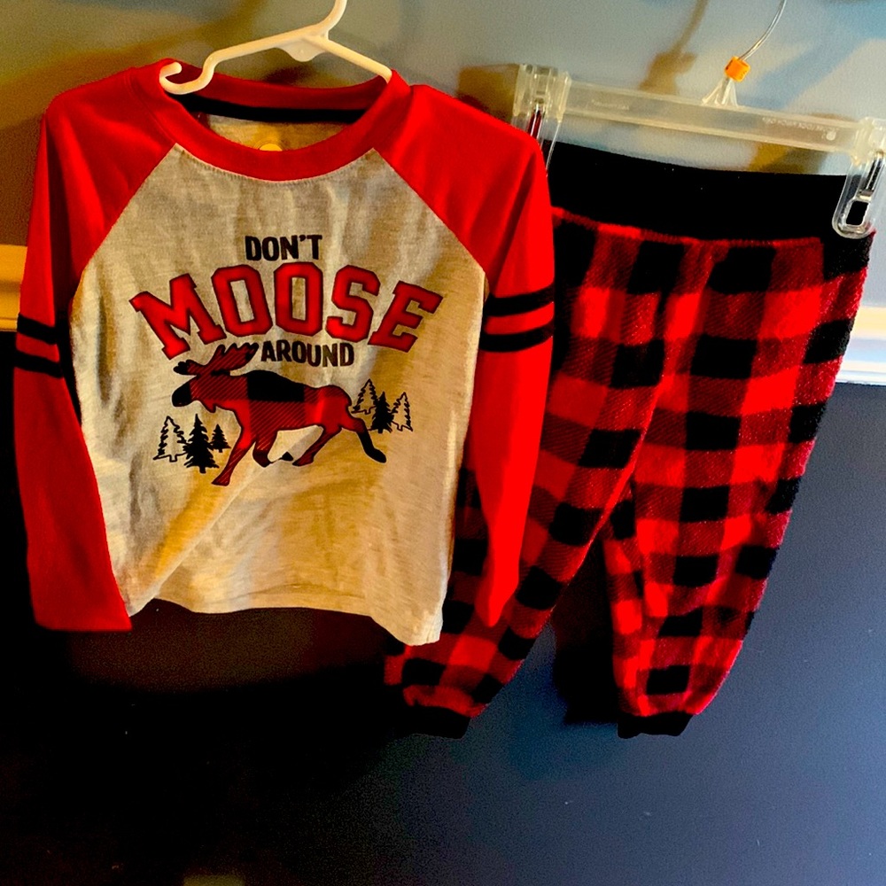 Christmas buffalo plaid moose Pjs